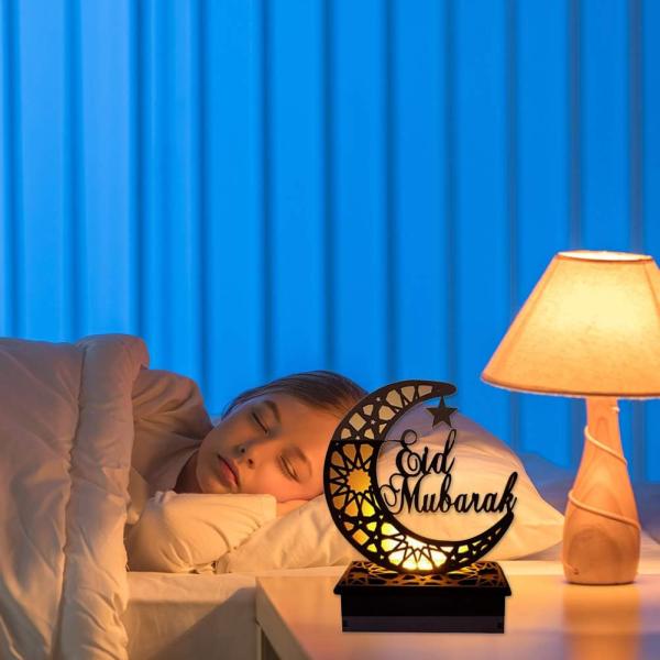 Eid Mubarak Crescent with Bottom Light Stand