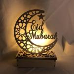 Eid Mubarak Crescent with Bottom Light Stand
