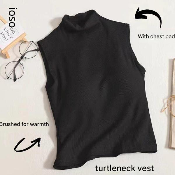 High-neck vest with chest pads. Style and comfort in one piece.