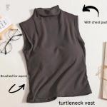 High-neck vest with chest pads. Style and comfort in one piece.