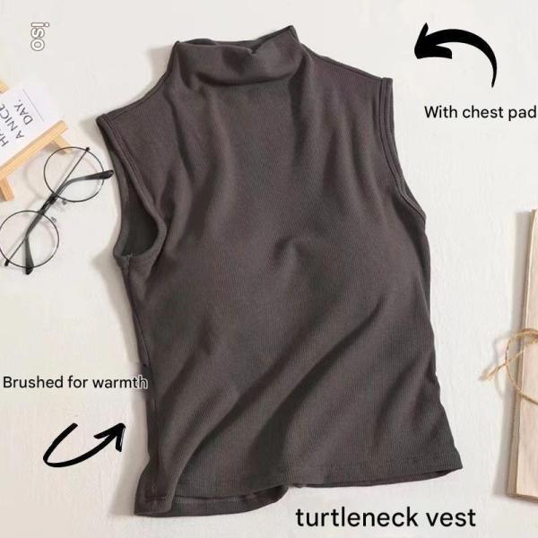 High-neck vest with chest pads. Style and comfort in one piece.