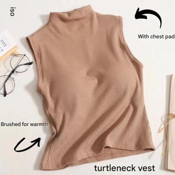 High-neck vest with chest pads. Style and comfort in one piece.