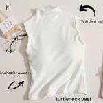 High-neck vest with chest pads. Style and comfort in one piece.