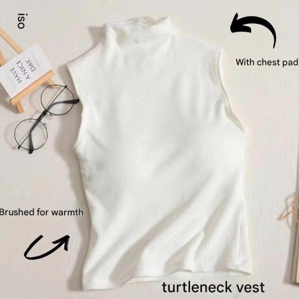 High-neck vest with chest pads. Style and comfort in one piece.