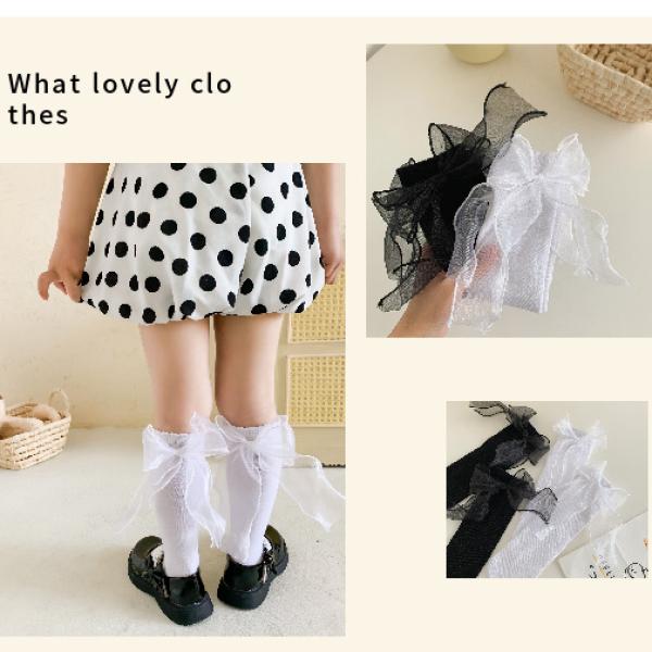 3D Butterfly Design Solid Color Kids' Straight Socks (1 Pair)