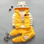 Three pieces of spring and autumn clothing for girls and boys, made of the finest fabrics.