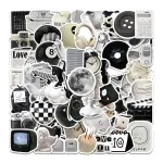 White label stickers in black and white