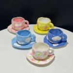 Ceramic coffee cup and saucer – plain