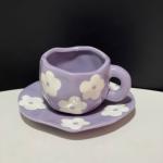Ceramic coffee cup and saucer – plain