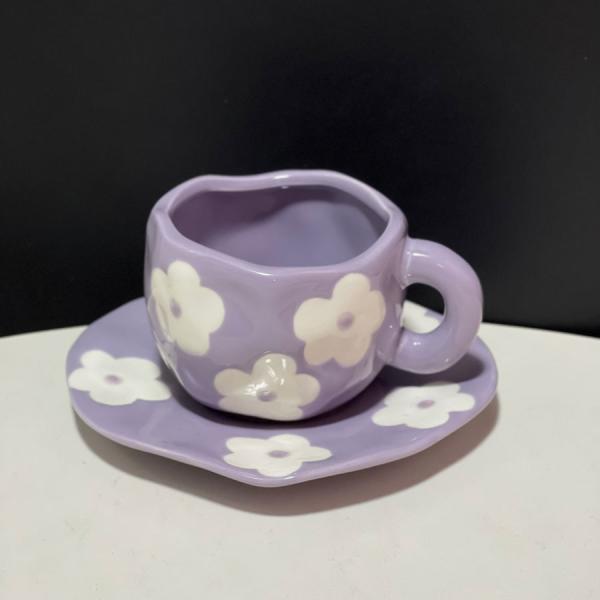 Ceramic coffee cup and saucer – plain