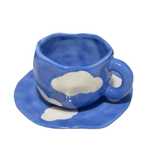 Ceramic coffee cup and saucer – plain