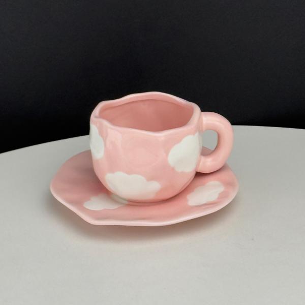 Ceramic coffee cup and saucer – plain
