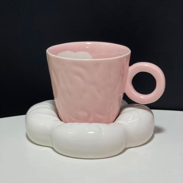 Ceramic coffee cup and saucer – plain