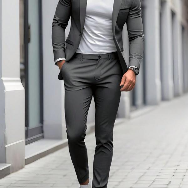 Simple casual suit with a light cut. Two-piece suit.