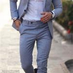 Simple casual suit with a light cut. Two-piece suit.