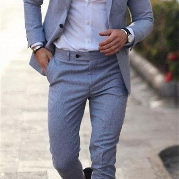 Simple casual suit with a light cut. Two-piece suit.