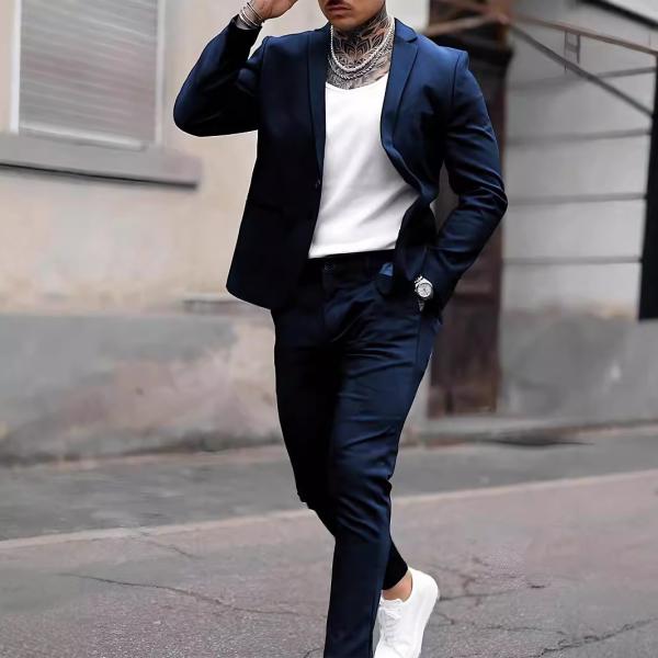Simple casual suit with a light cut. Two-piece suit.