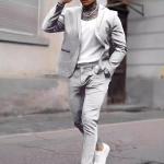 Simple casual suit with a light cut. Two-piece suit.
