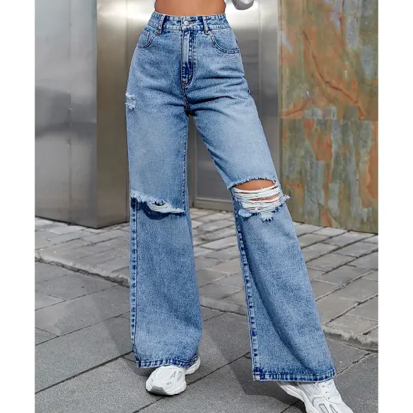 Casual High-Waisted Wide-Leg Jeans