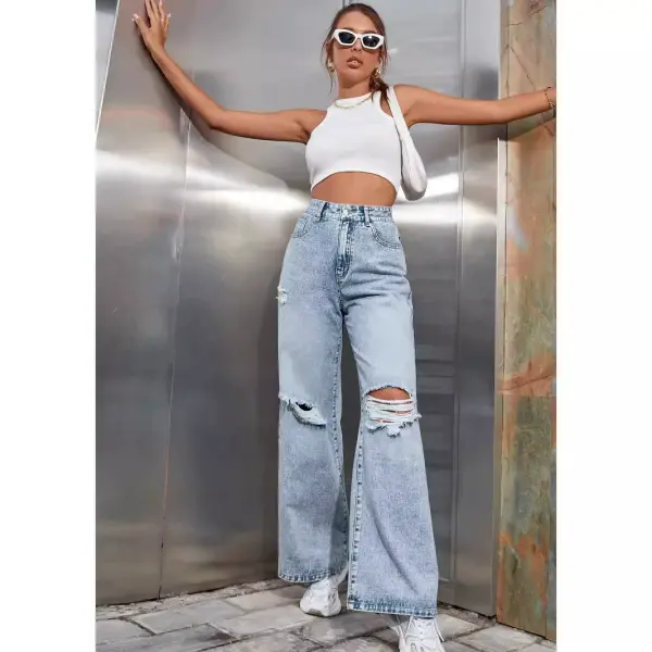Casual High-Waisted Wide-Leg Jeans
