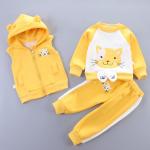 Three pieces of spring and autumn clothing for girls and boys, made of the finest fabrics.