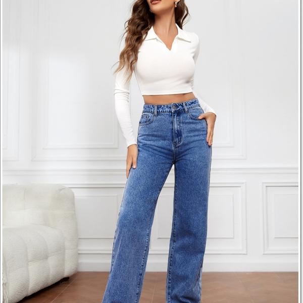 Elegant Long Straight Women's Jeans