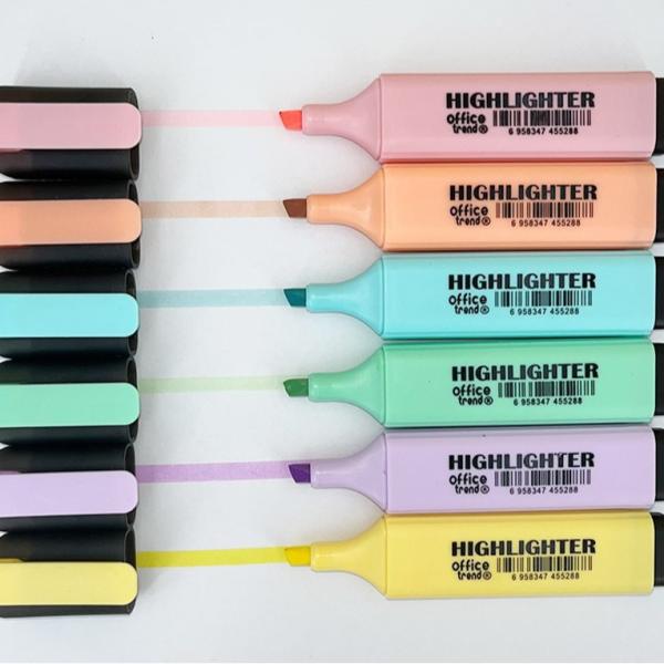 6-piece multi-color highlighter pen