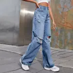 Casual High-Waisted Wide-Leg Jeans