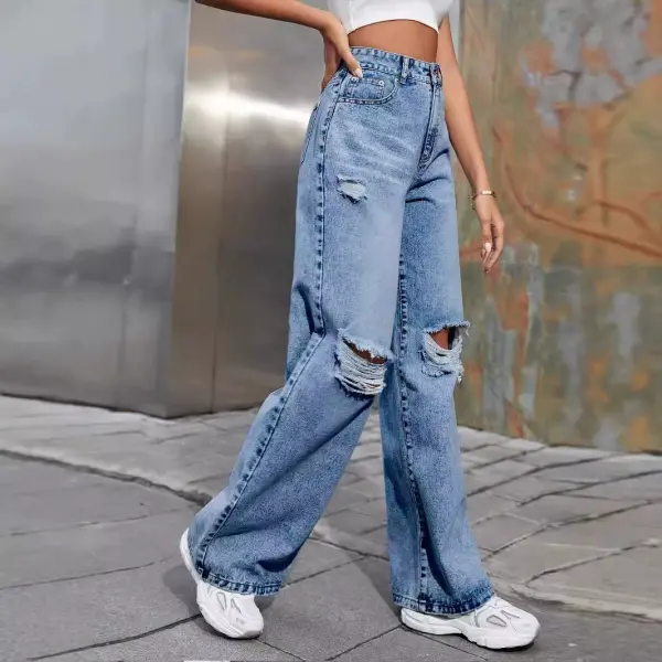 Casual High-Waisted Wide-Leg Jeans