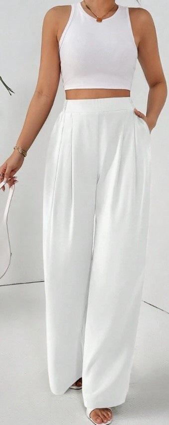 Women's high-waisted, wide-leg lightweight pants are an irresistible elegance.