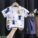 A set of short-sleeved T-shirt and matching shorts, featuring a range of attractive designs that reflect the spirit of childhood and add a touch of joy to your little one's look.
