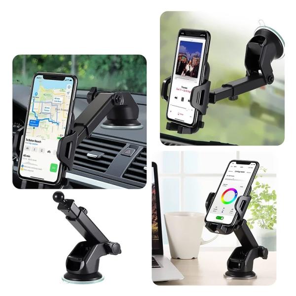 Car phone holder with suction base for smart stability while driving