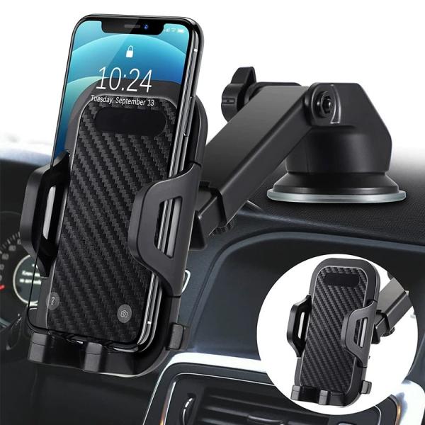 Car phone holder with suction base for smart stability while driving
